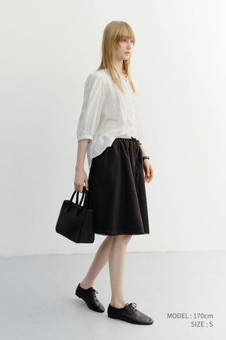 LACED MIDI FULL SKIRT BLACK