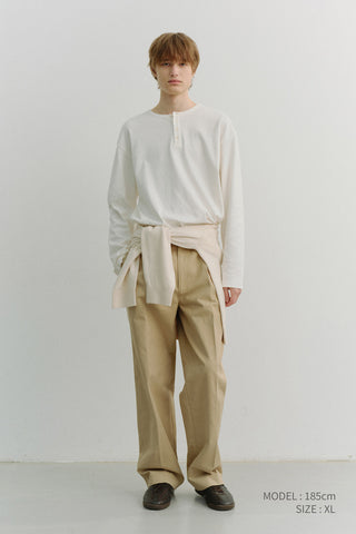 UNISEX HENLEY-NECK T-SHIRT OFF WHITE