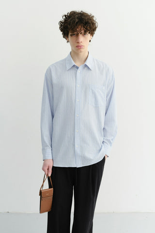 UNISEX CLASSIC STRIPED BD OVERSHIRT BLUE