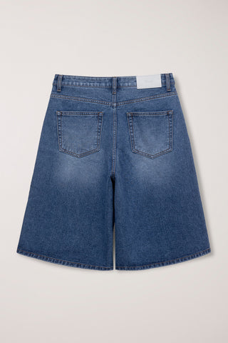 RELAXED BERMUDA DENIM SHORTS CLASSIC BLUE