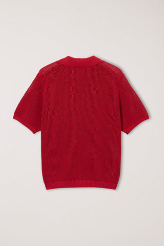 UNISEX CHUNKY POLO KNIT RED