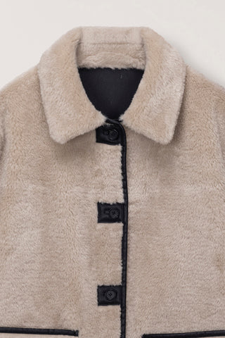 UNISEX REVERSIBLE SOFT SHEARLING HALF JACKET BLACK