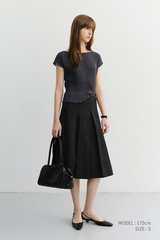 PLEATS BLOUSE CHARCOAL GREY