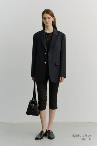 UNISEX 2 BUTTON WOOL BLAZER NAVY