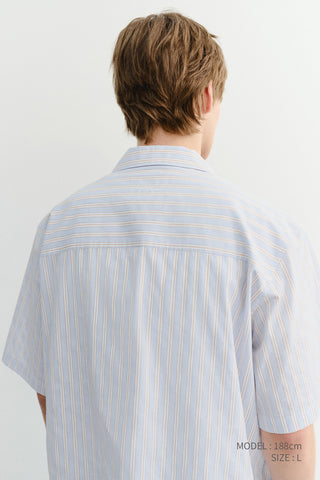 CROPPED OPEN COLLARED STRIPED SHIRT BEIGE STRIPE