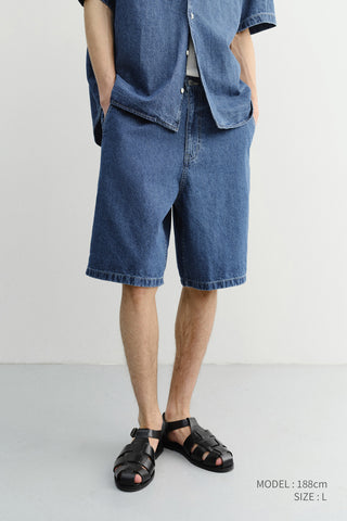 UNISEX LINEN DENIM SHORTS CLASSIC BLUE