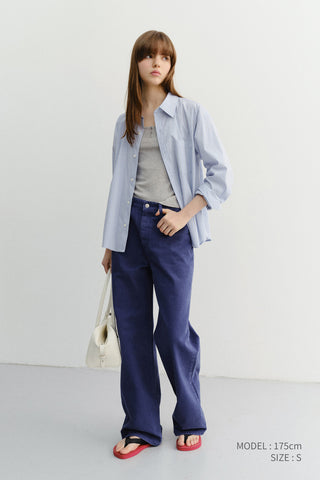 UNISEX CROPPED STRIPED SHIRT BLUE STRIPE
