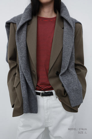 ESSENTIAL 2 BUTTON WOOL BLAZER MOCHA BROWN