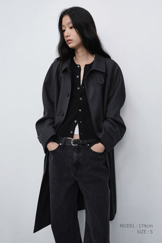 UNISEX CREWNECK KNIT CARDIGAN BLACK