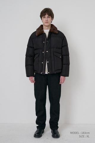 UNISEX COLLARED GOOSE DOWN JACKET BLACK