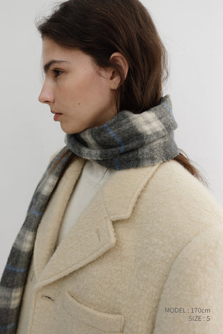 UNISEX 2-WAY 3 BUTTON BOUCLE WOOL COAT BUTTER CREAM