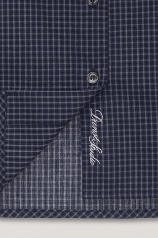 ESSENTIAL SLIM CHECKED SHIRT BLUE NAVY