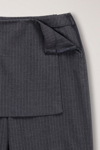 SKIRT LAYERED SLIM PANTS CHARCOAL GREY STRIPE