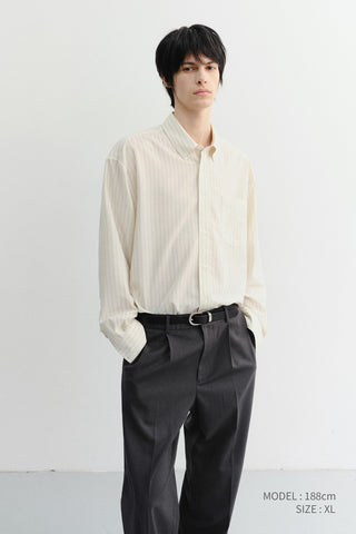 UNISEX CLASSIC STRIPED BD OVERSHIRT BEIGE