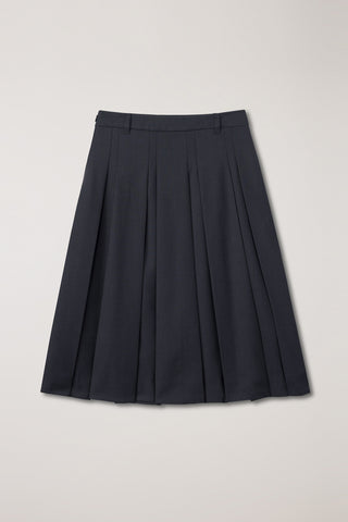 VOLUME PLEATS MIDI SKIRT CHARCOAL GREY