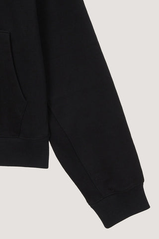 UNISEX LEATHER LOGO ZIP-UP HOODIE BLACK