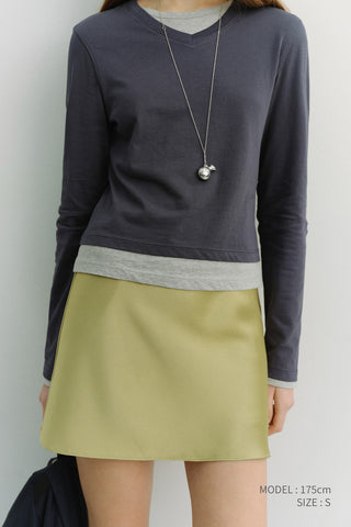 SATIN MINI SKIRT SOFT OLIVE