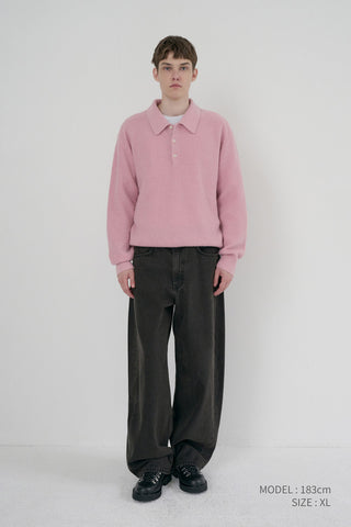 UNISEX HAIRY COLLARED SWEATER SOFT PINK