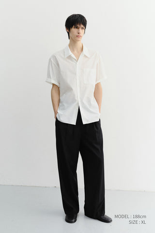 UNISEX OPEN COLLARED STRIPED SHIRT WHITE
