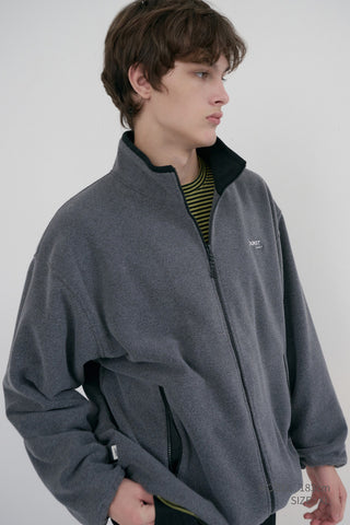 UNISEX ZIP-UP FLEECE SWEATSHIRT CHARCOAL GREY