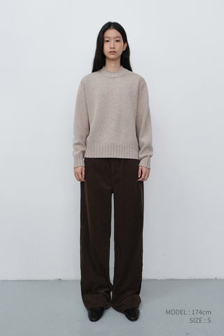 UNISEX CHUNKY ROLL NECK SWEATER LIGHT PEBBLE