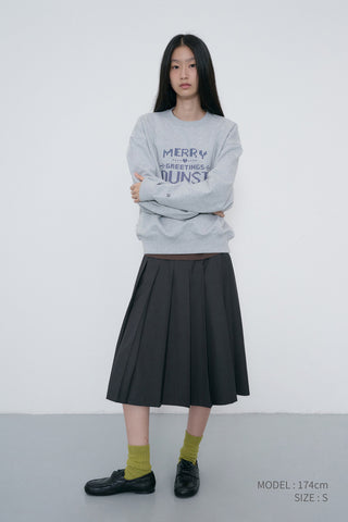 PLEATS LONG SKIRT CHARCOAL GREY