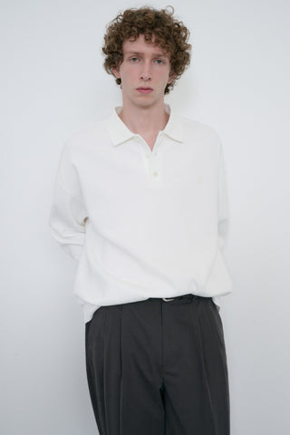 UNISEX LEATHER LOGO COLLARED T-SHIRT WHITE