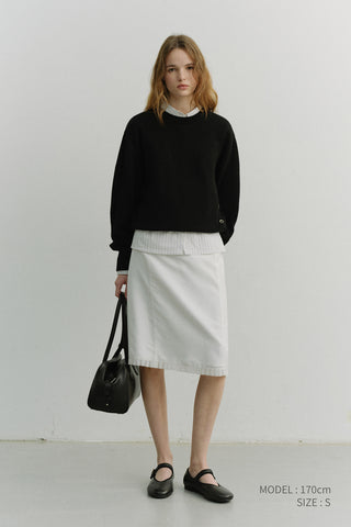 UNISEX BUTTONED CREWNECK SWEATER BLACK