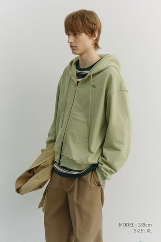 UNISEX CROPPED ZIP-UP HOODIE OLIVE