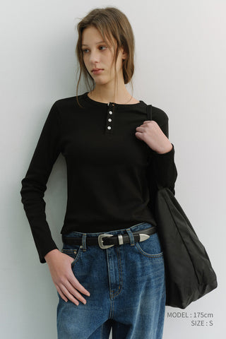 UNISEX HENLEY-NECK T-SHIRT BLACK