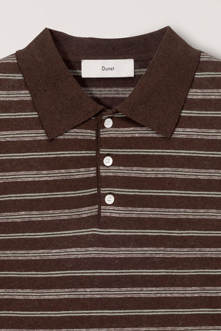 UNISEX STRIPED POLO KNIT BROWN MINT