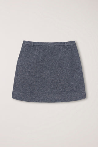 WOOL MINI SKIRT MELANGE GREY