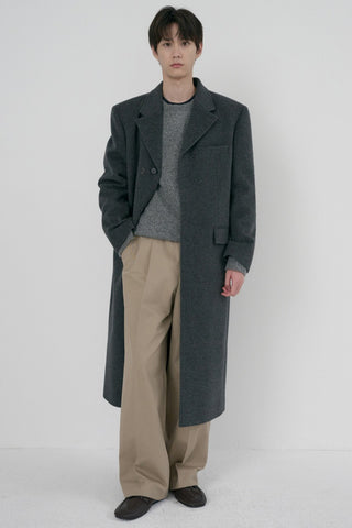 UNISEX 2-WAY 3 BUTTON CASHMERE COAT CHARCOAL GREY