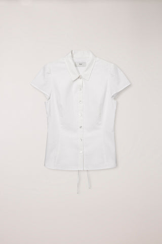 VINTAGE CAP SLEEVE SLIM SHIRT WHITE STRIPE