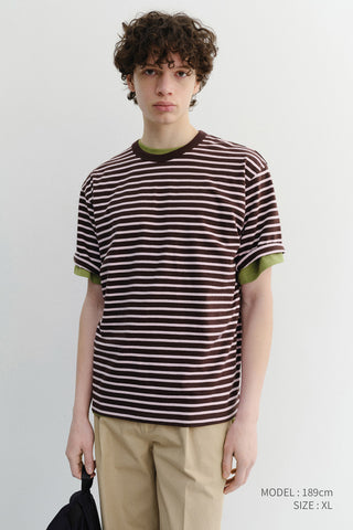 UNISEX STRIPED T-SHIRT BROWN PINK