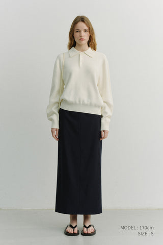 H-LINE STRIPED MAXI SKIRT NAVY STRIPE