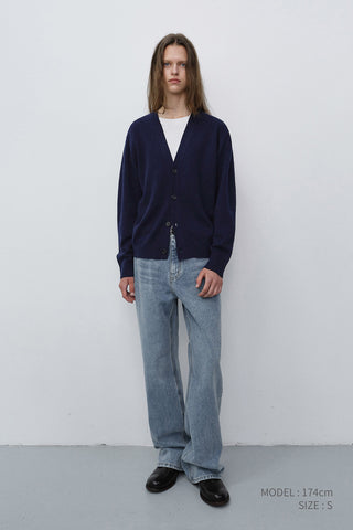 UNISEX V-NECK CARDIGAN BLUE NAVY