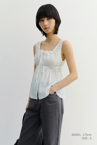 SHIRRING SLEEVELESS BLOUSE IVORY