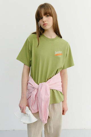 UNISEX SUMMER HOLIDAY SURF BOARD T-SHIRT OLIVE GREEN