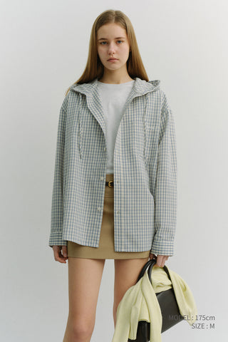 UNISEX CLASSIC HOODED SHIRT CREAM CHECK