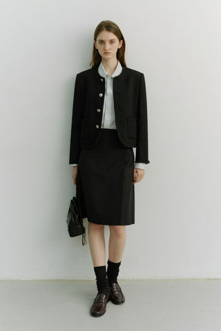 UNISEX CLASSIC BOUCLE TWEED JACKET BLACK