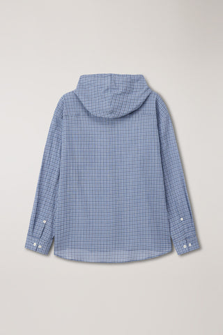 UNISEX CLASSIC HOODED SHIRT SOFT BLUE CHECK