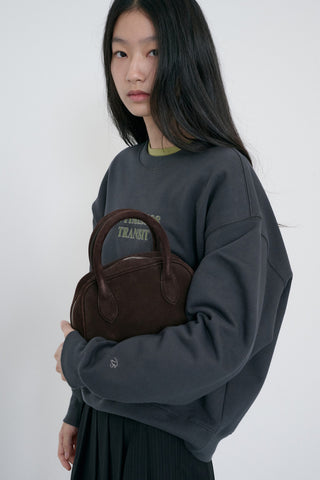 SUEDE BOSTON TOTE BAG DEEP BROWN