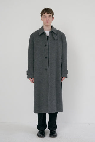 UNISEX BELTED CASHMERE MAC COAT MELANGE GREY