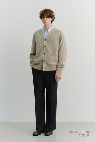 UNISEX BOYFRIEND KNIT CARDIGAN OATMEAL BEIGE