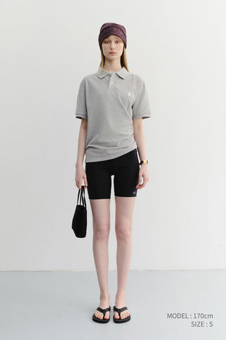 UNISEX LEATHER LOGO POLO SHIRT MELANGE GREY