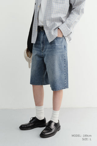 CLASSIC BAGGY DENIM SHORTS VINTAGE BLUE