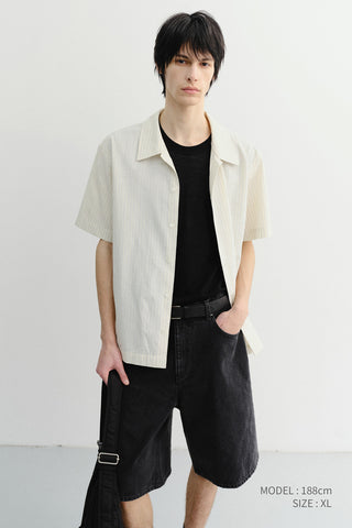 UNISEX HOLIDAY STRIPED SHIRT CREAM STRIPE