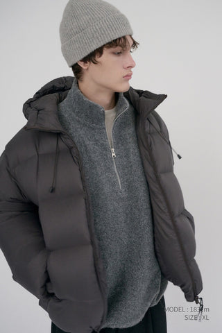 UNISEX HALF ZIP-UP FLEECE SWEATSHIRT MELANGE GREY