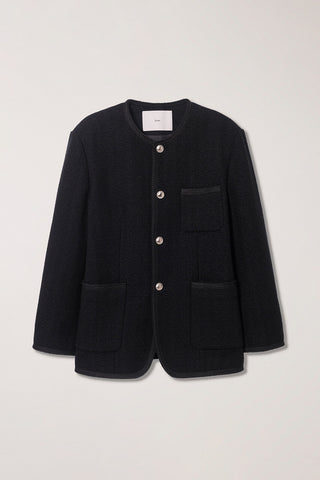 UNISEX COLLARLESS TWEED JACKET BLACK